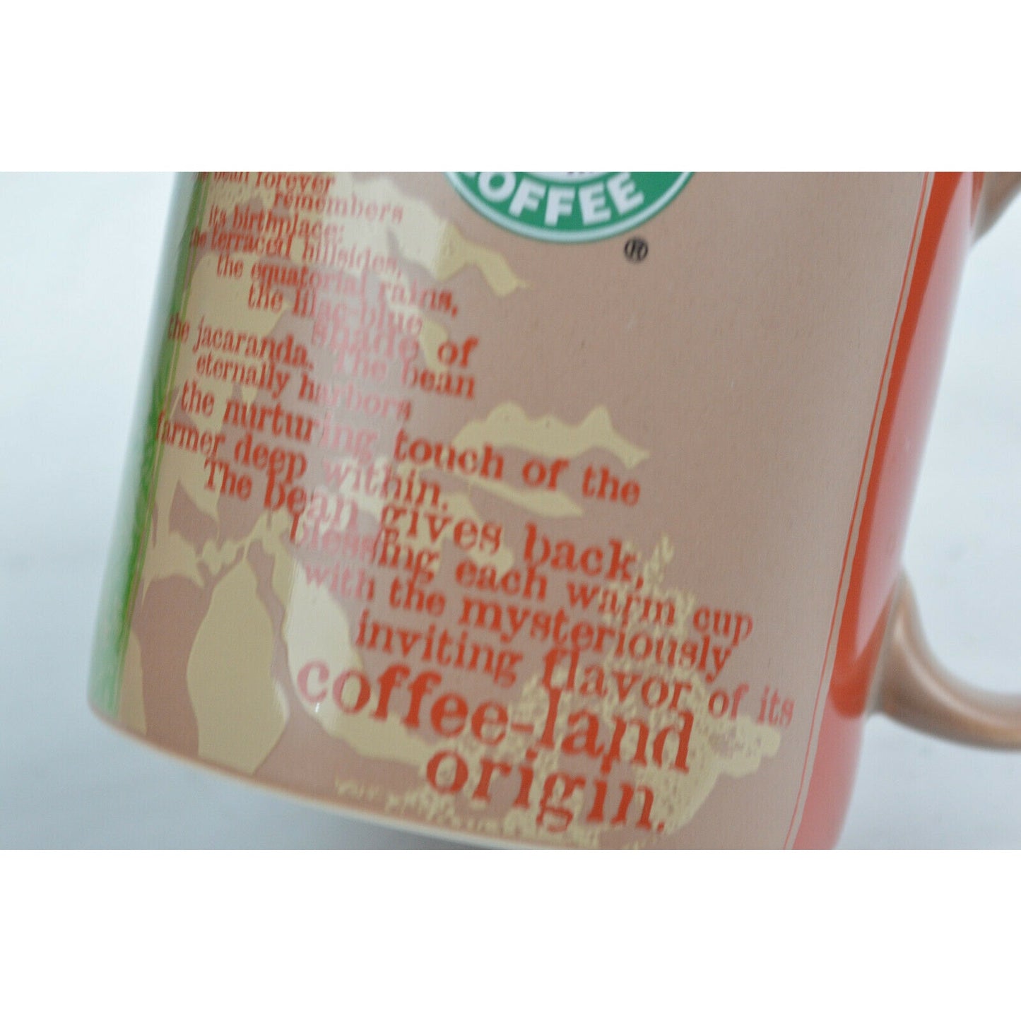 2006 Starbucks Coffee Land Origin Poem Africa Ceramic Coffee Mug 14oz Bean Story