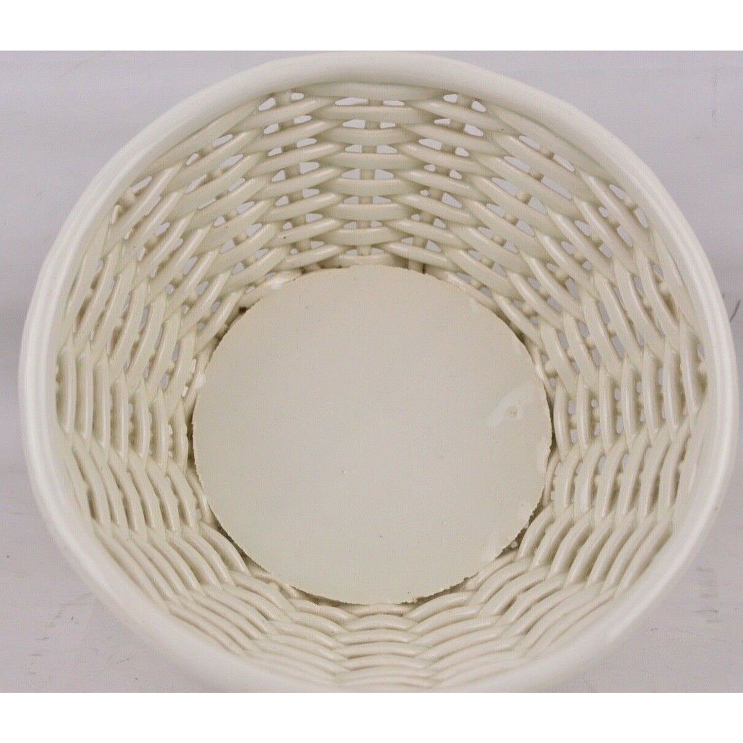 Vintage Open Weave Woven Twisted Rope White Ceramic Flower Pot Basket Spain