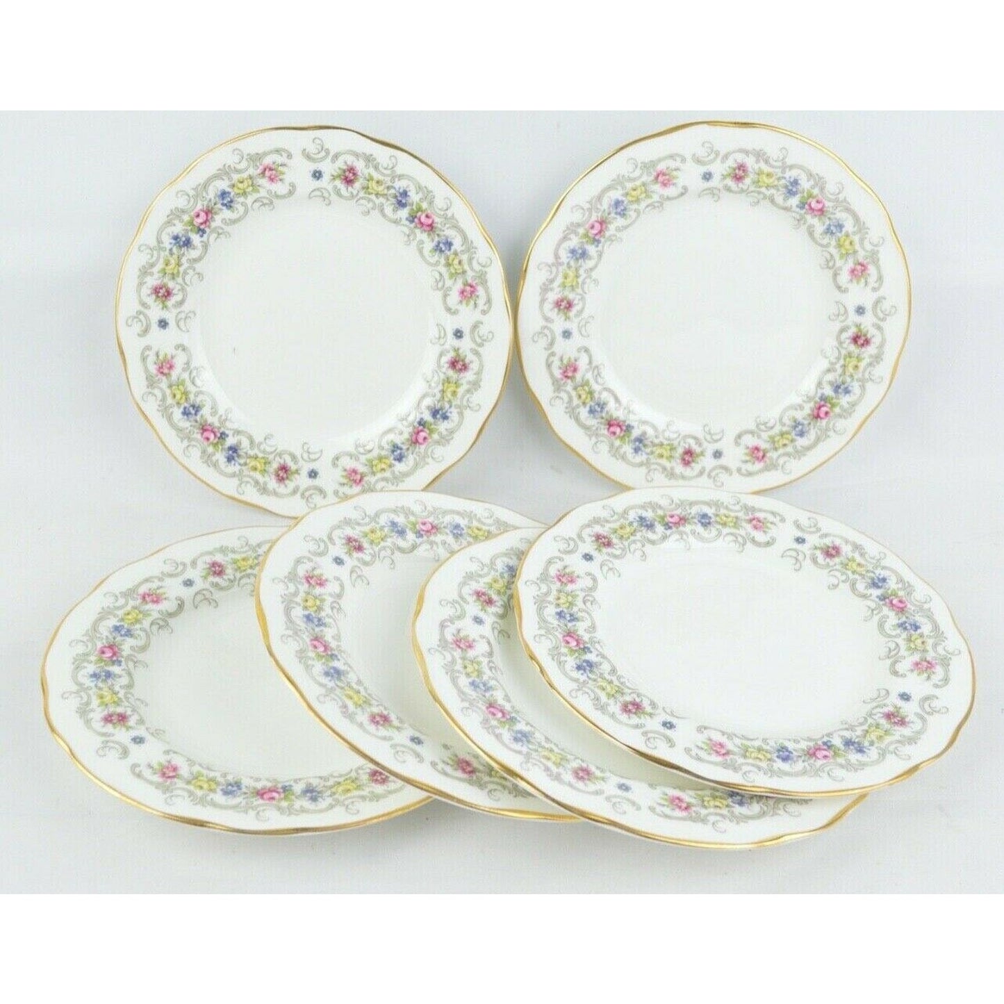 Lot 6x Duchess Albany Bone China Ceramic Side Plate England Floral Gold Trim 352