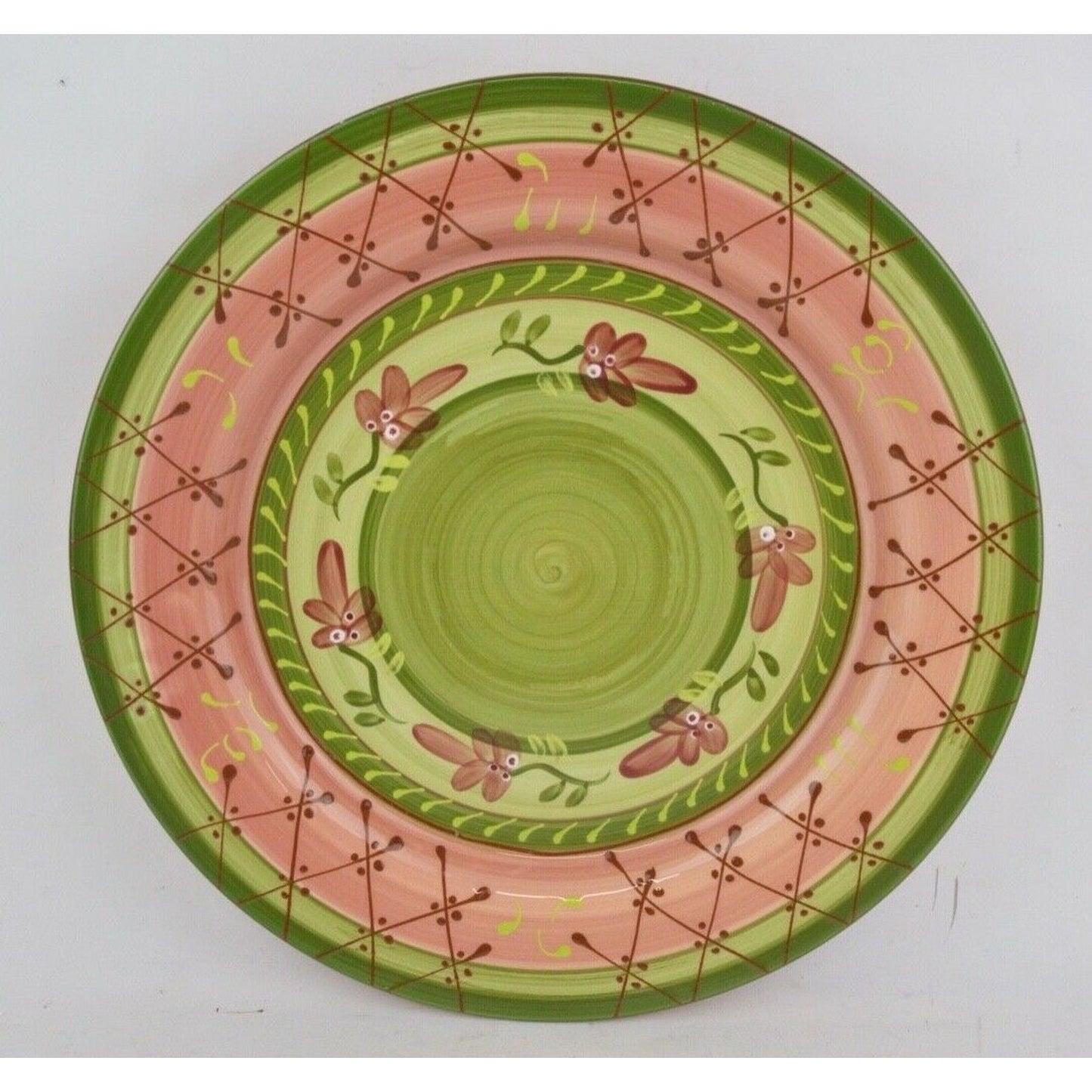 Set Of 5x Salad Plates Fleuron Romancing Provence Collections Ceramic Green Red