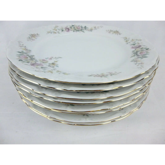 Set x8 Donner Plates Winterling Schwarzenbach Bavaria Germany Flower Gold 10''