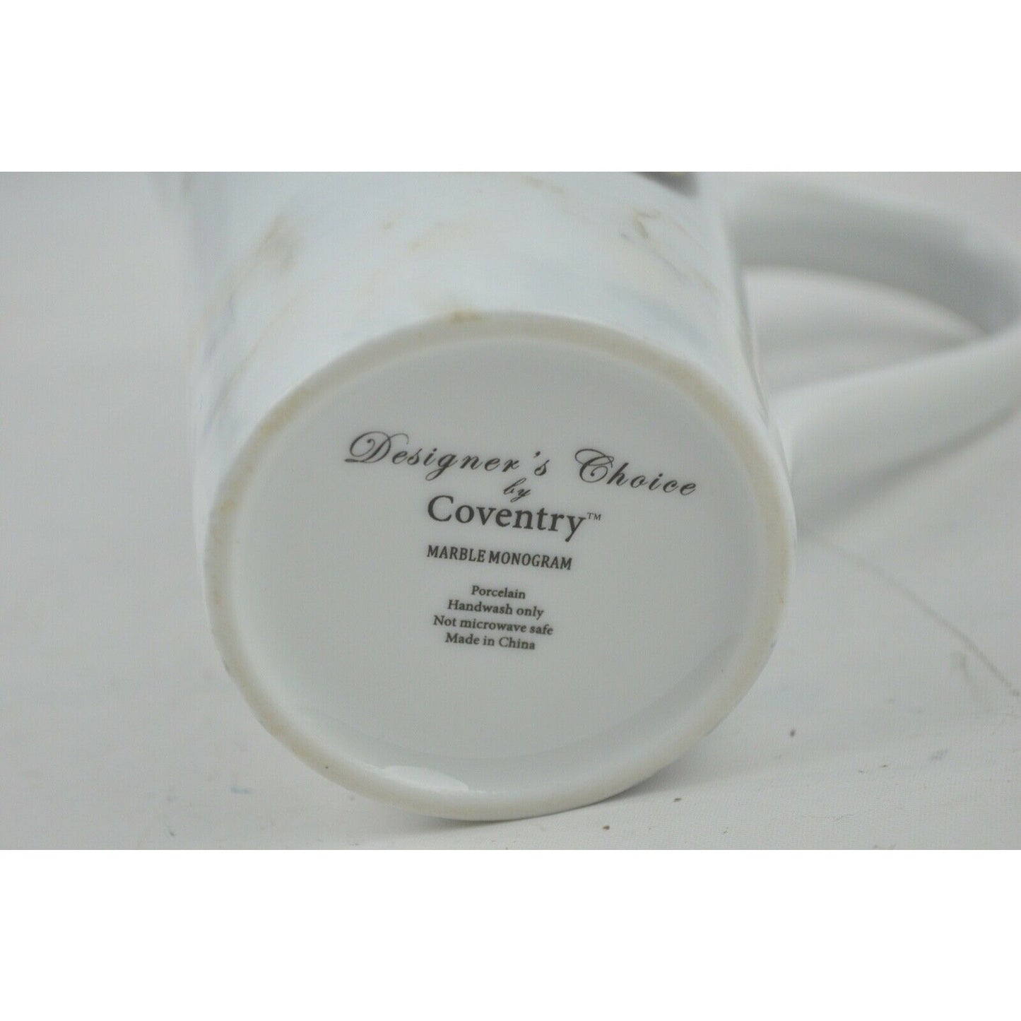 Designer's Choice Marble Monogram Porcelain Coffee Mug Cup White By Coventry