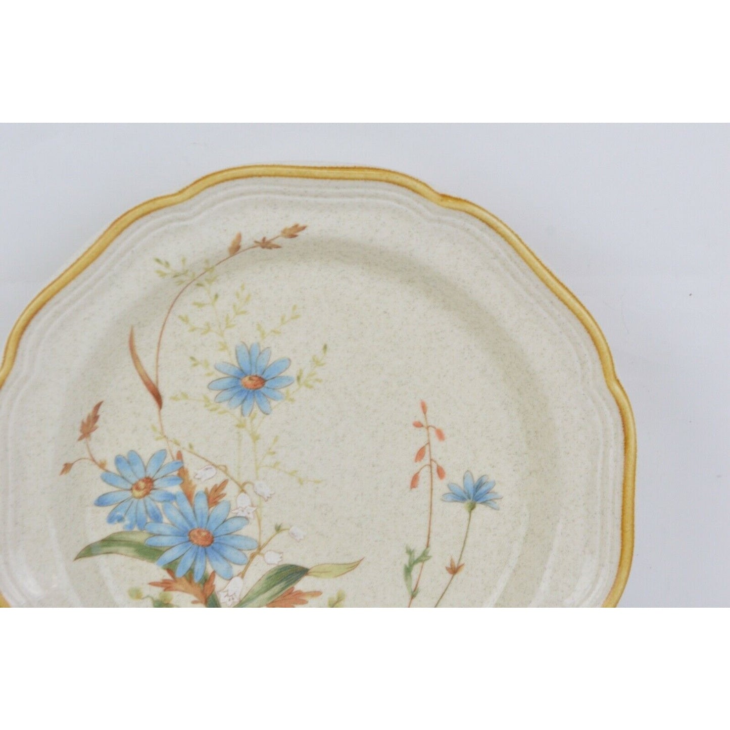 Set x5 Mikasa Stoneware Bowl Plate Blue Beige Daisies Pattern #EB 804 EUC Japan