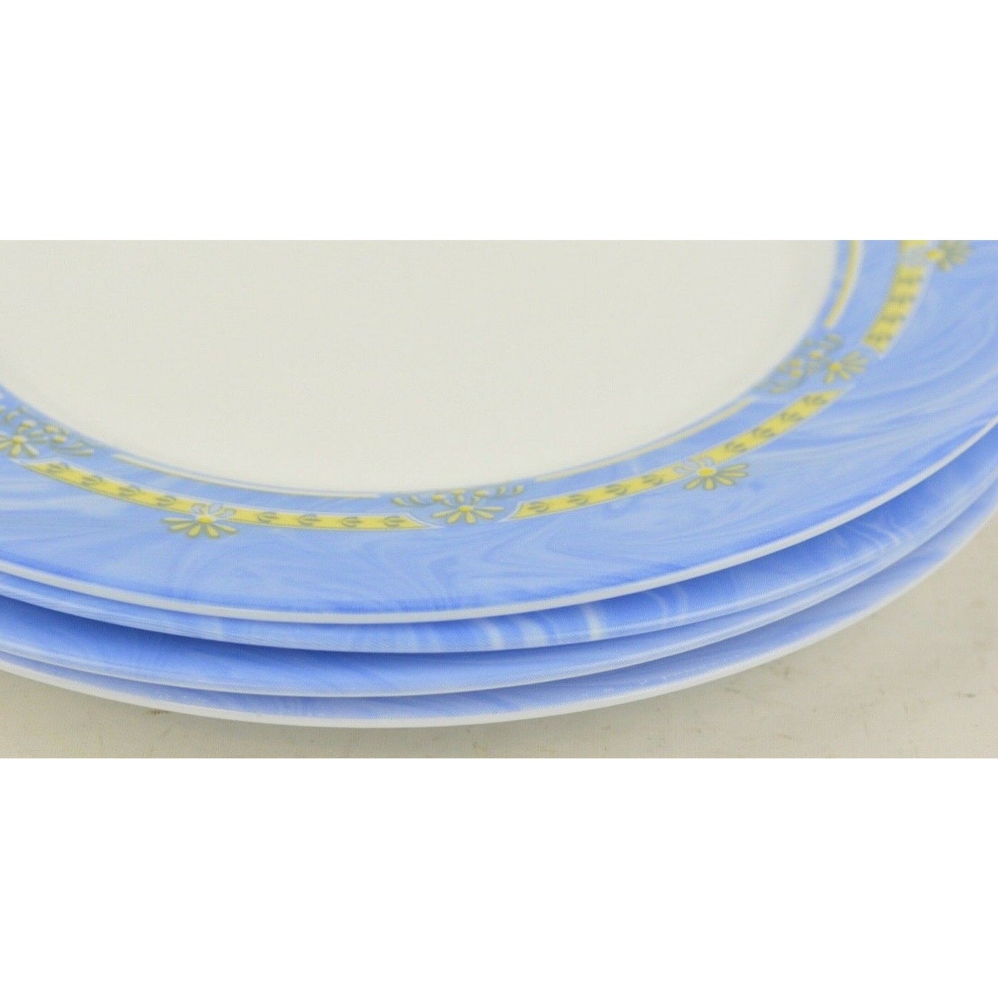 Set Of 4x Bormioli Rocco Salad Plate Blue Gold White Made Spain #43 7"