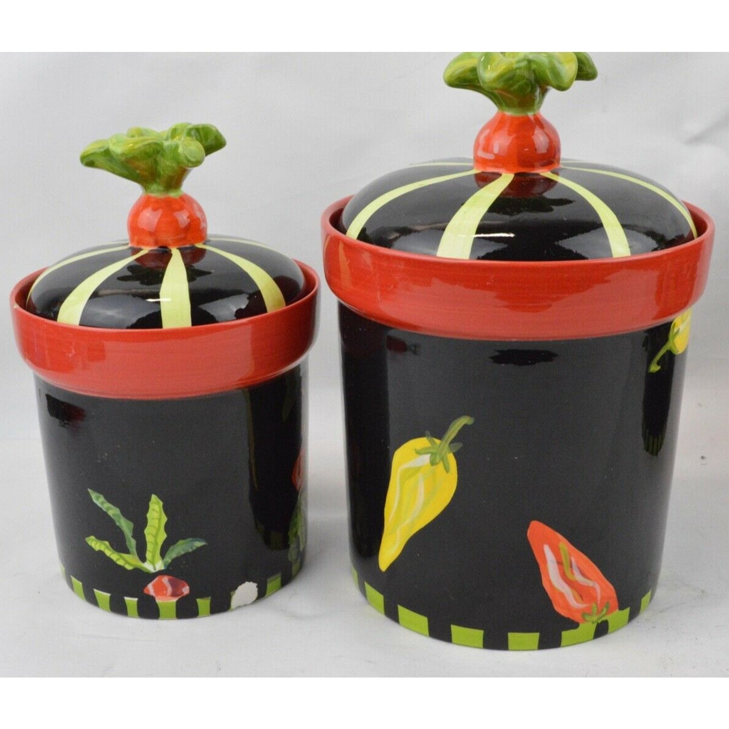 Set 4 Certified International Eileen Tramonte Vegetables Cookie Jar Canister Red