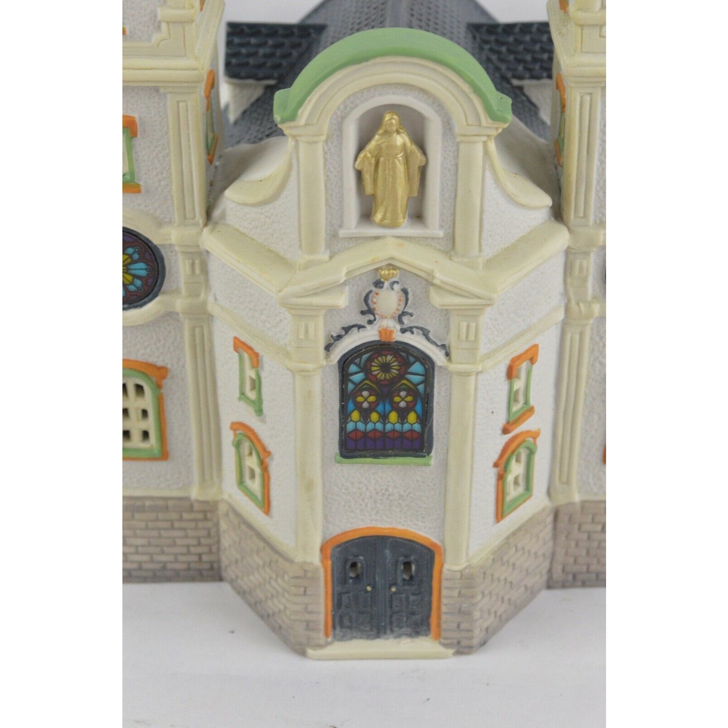 Porcelain Lighted Church Cathedral Building LEMAX 1995 Valley Train Station