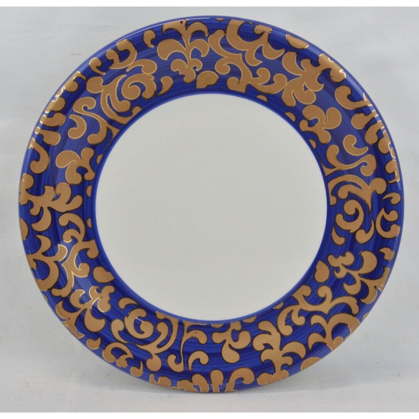 Set x6 Dinner Plates Blue Gold Scroll Varm Ceramica Italy F. Giorgi Royal 11''