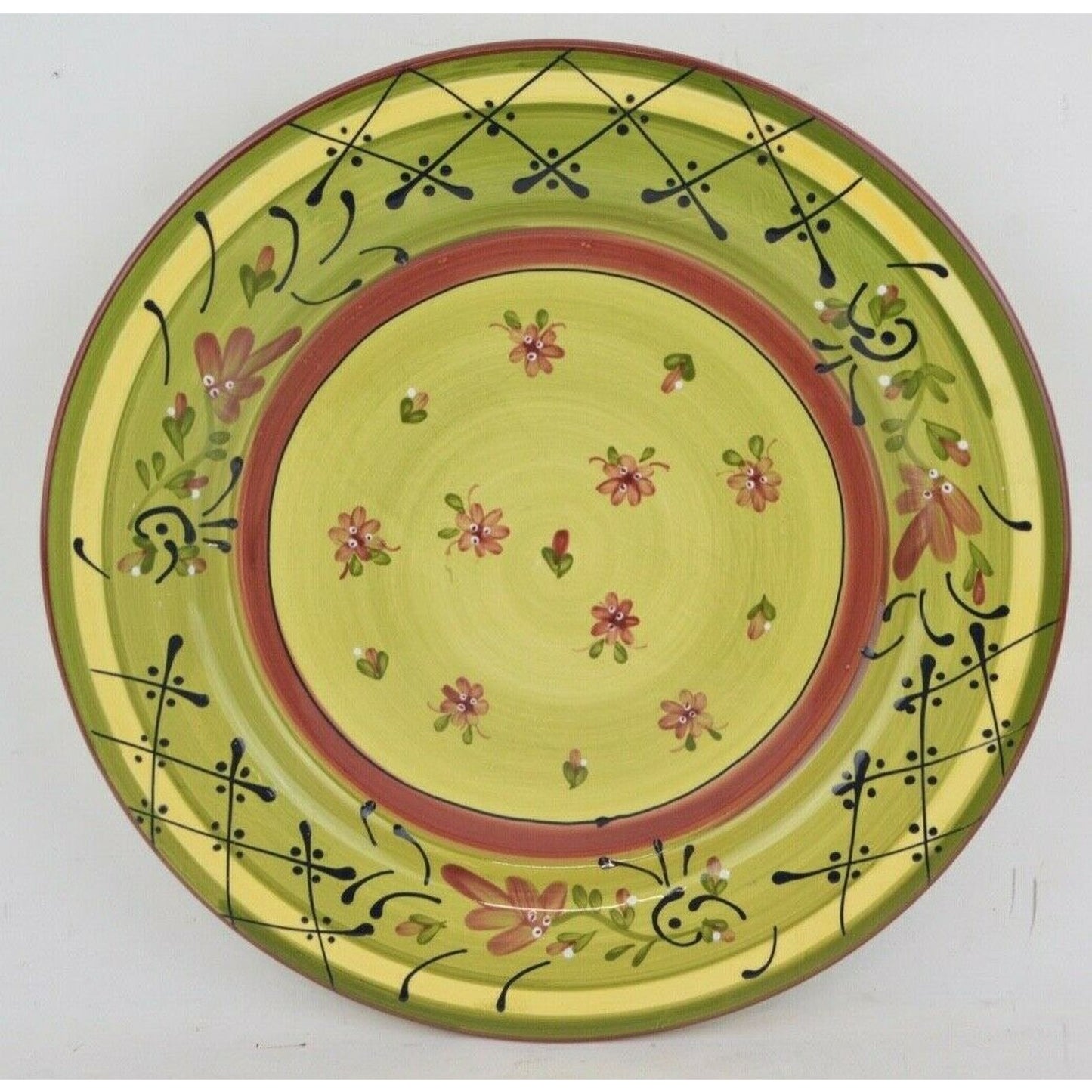 Set Of 5x Salad Plates Fleuron Romancing Provence Collections Ceramic Green Red