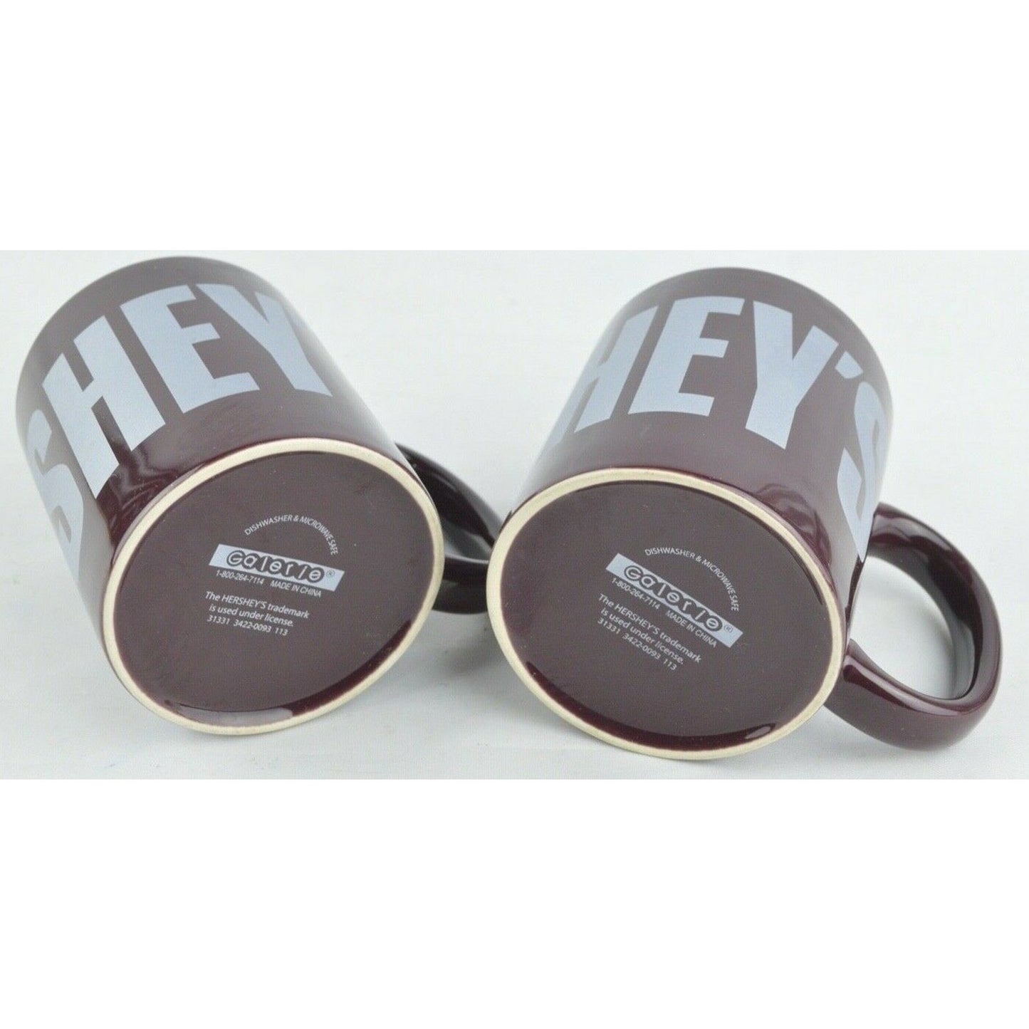 Set Of x2 Ceramic Coffee Tea Mug Cup Hershey's Chocolate By Galerie Brown