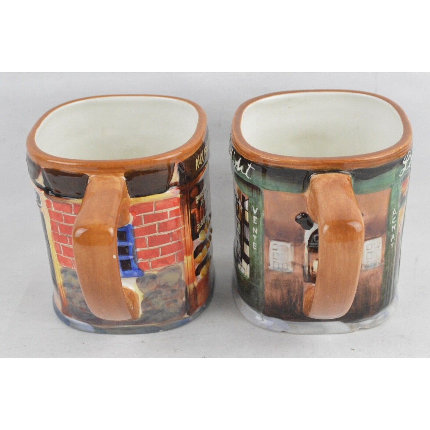 Set 2 KC Lai French Storefront Ceramic Square Coffee Mug Certified International