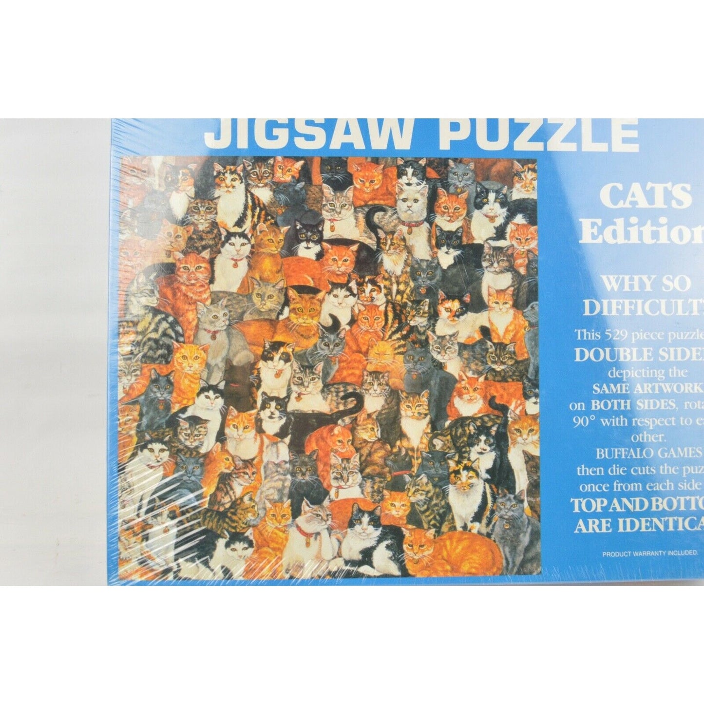 World's Most Difficult Jigsaw Puzzle CATS Edition 529 Piece Double-Sided 1991