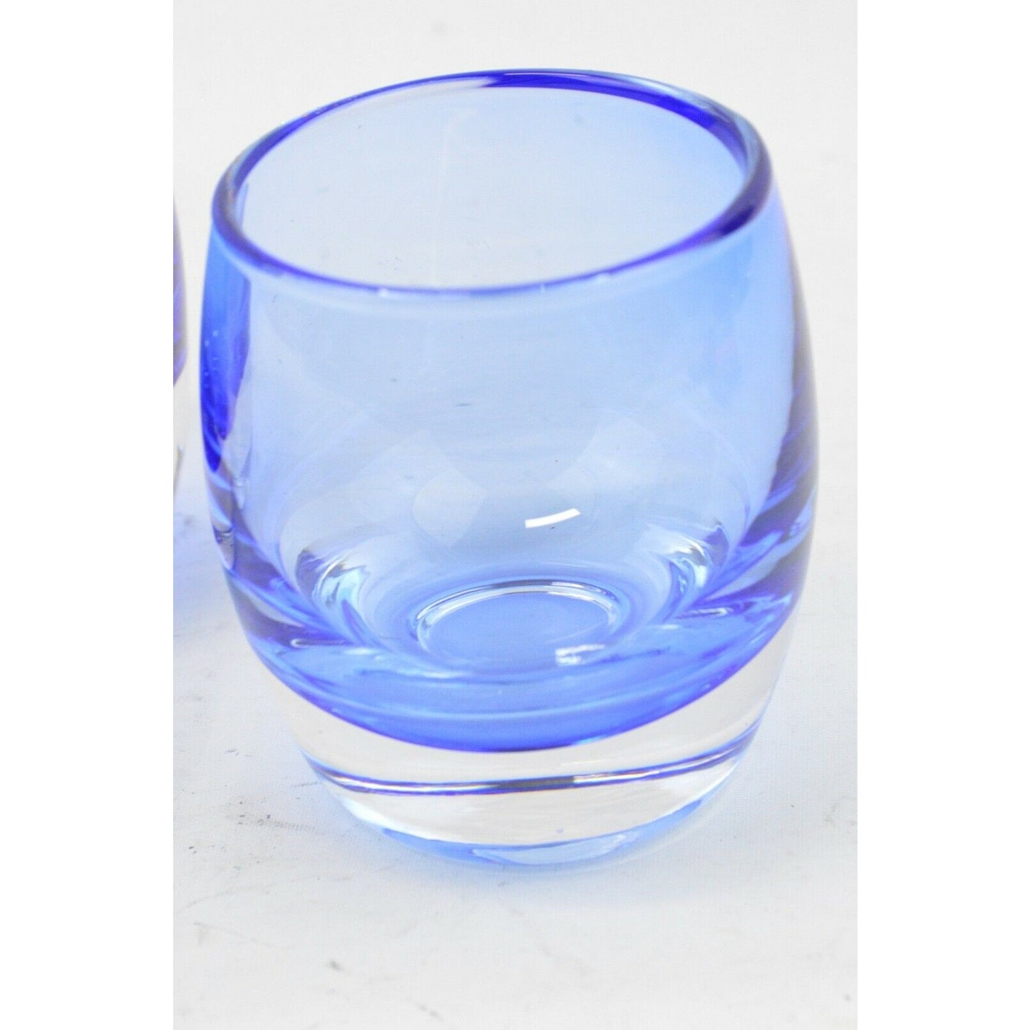 Set Of 3 Crate and Barrel Diva Votive Cobalt Blue Art Glass Candle Holder