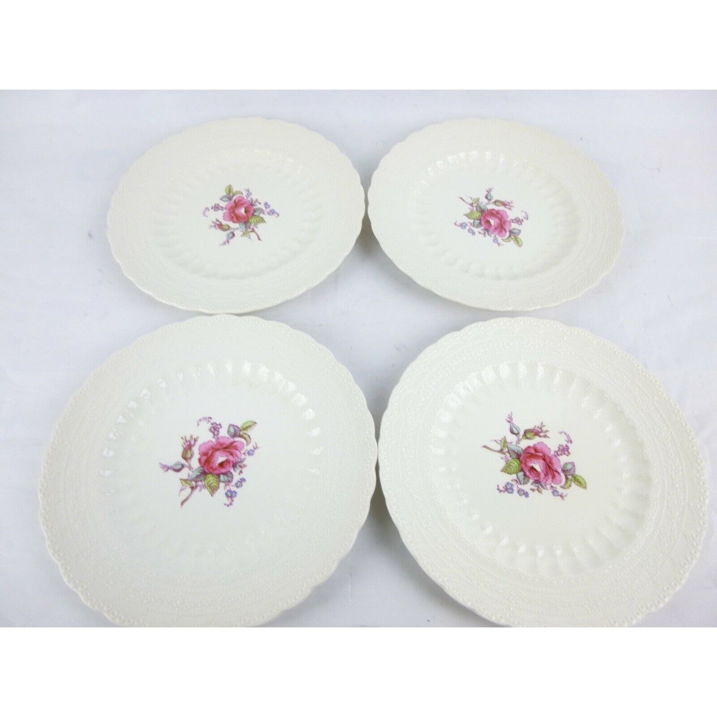 Set Of 4X Salad Plates Spode Bridal Rose Billingsley England 1892 2/8867 White