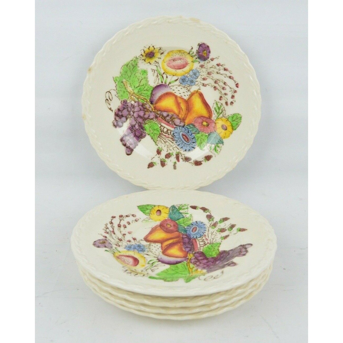 Set Of x5 Vintage Vernon Kilns Fruitdale Ceramic Plate USA Hand Painted 6-1/2''