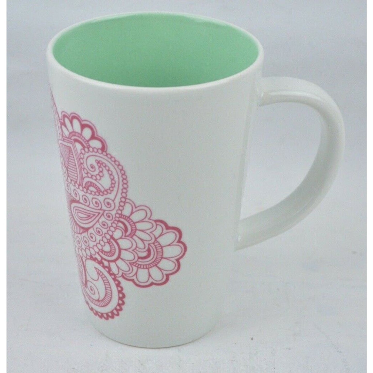 David's Ceramic Coffee Mug Cup Tea The Perfect White Green Pink 12oz Paisley