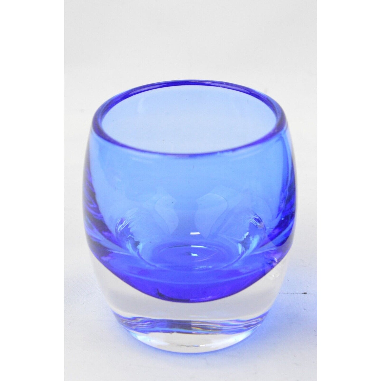 Set Of 3 Crate and Barrel Diva Votive Cobalt Blue Art Glass Candle Holder