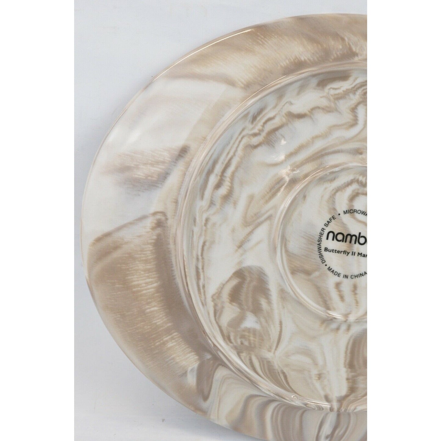 Nambe Marble Butterfly II Oval Serving Dinner Salad Plate Tan Brown 11''