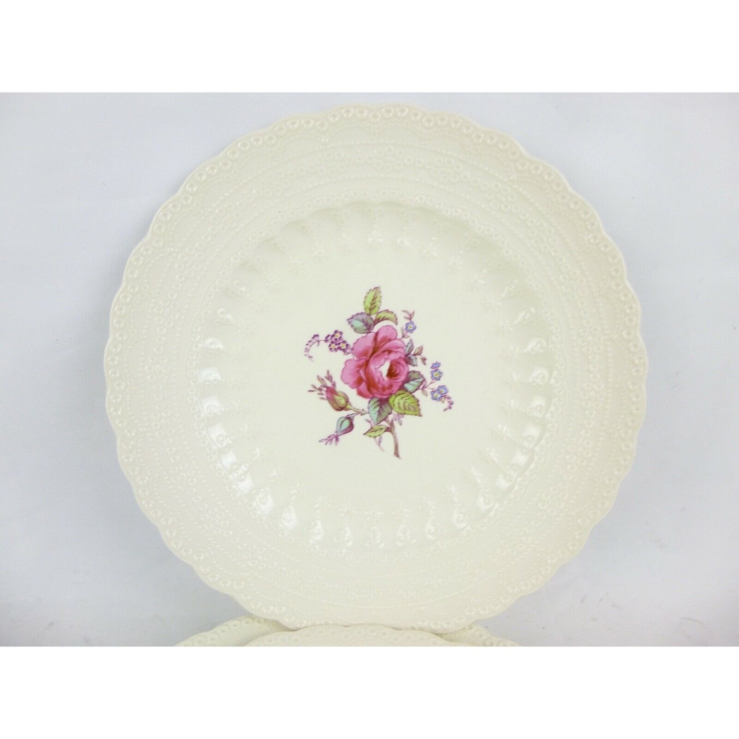 Set Of 4X Salad Plates Spode Bridal Rose Billingsley England 1892 2/8867 White