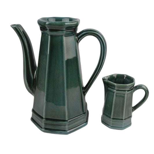 Set x2 Georges Briard Pfaltzgraff Pottery USA Coffee Pot Carafe Creamer Green