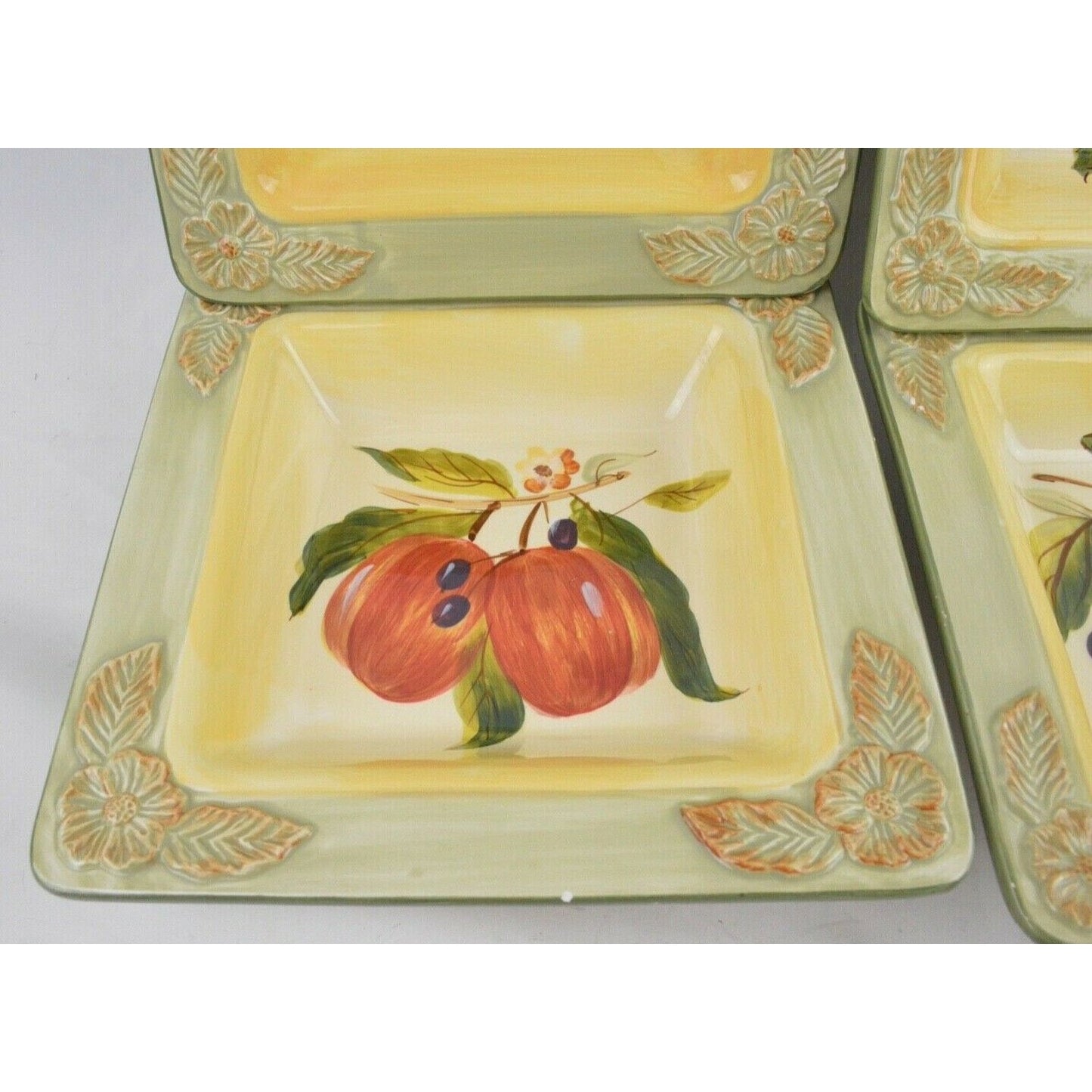 Set Of 4x Certified International Pamela Gladding La Toscana Fruit Square Plates