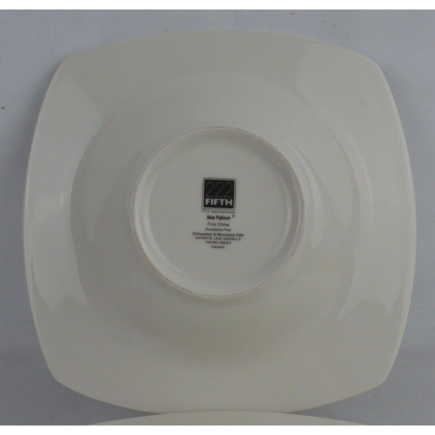 Set x7 Soup Bowl Plates 222 Fifth Alice Platinum Pattern Square White Matte 8''