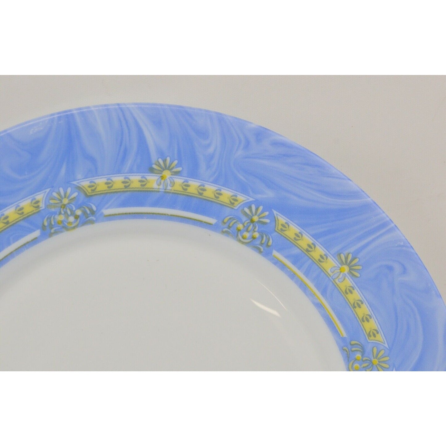 Set Of 4x Bormioli Rocco Salad Plate Blue Gold White Made Spain #43 7"