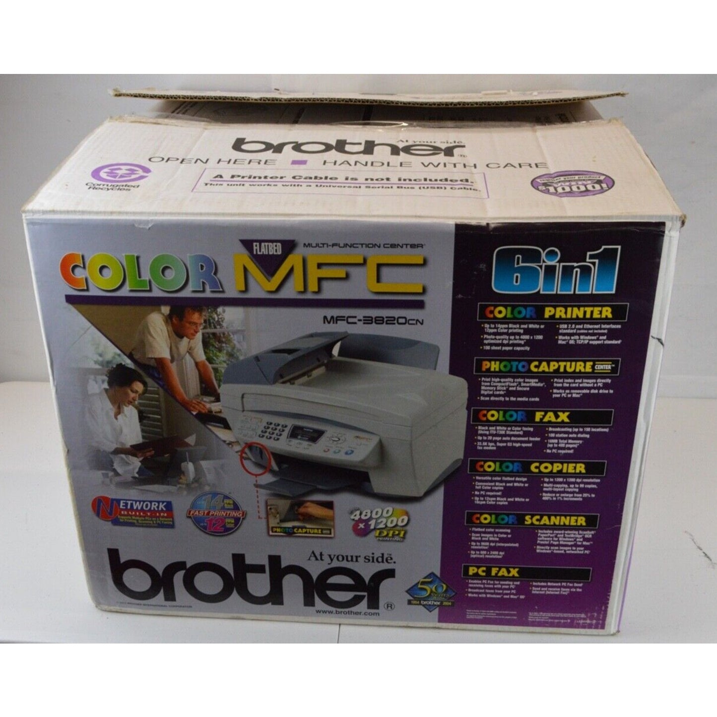 Brother MFC-3820CN 6in1 Color Inkjet Multifunction Printer Scanner Fax Copier