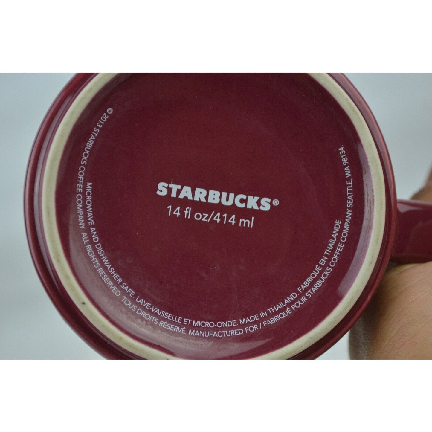 Starbucks Ceramic Coffee Mug Cup Embossed Etched Burgundy Maroon Red Wine 2013