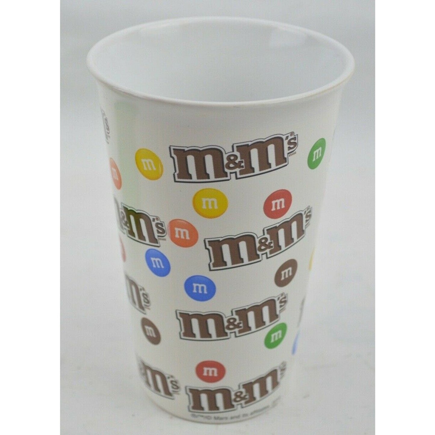 Ceramic Travel Coffee Mug Cup M&M's Face W/ Green Silicone Lid & Sleeve 16 oz