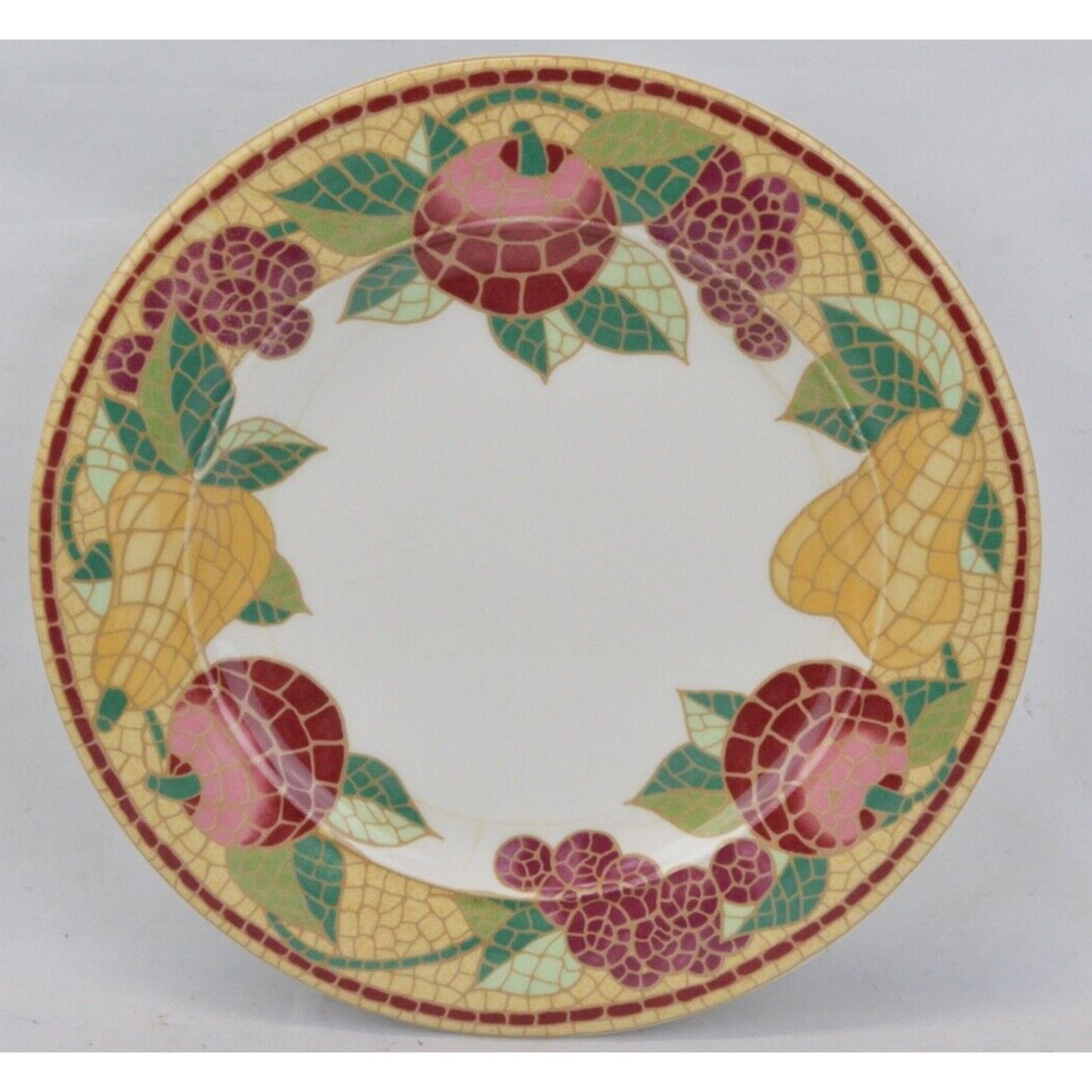 Set 5x Pier 1 Mosaic Fruit Pattern Italian Ceramic Salad Plates Earthenware 10''