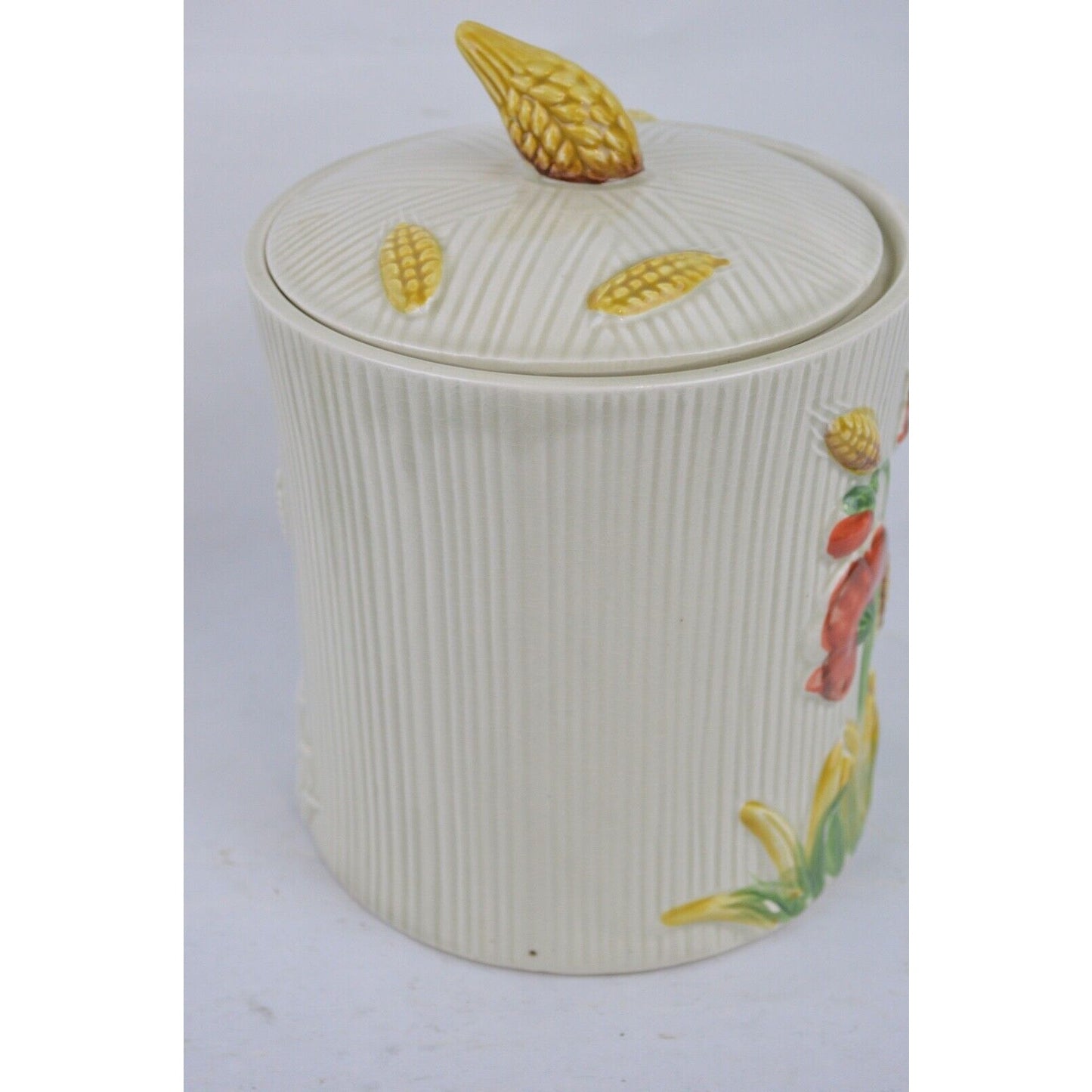 Set Of 2x Vintage LEFTON Made Japan Canister Cookie Jar Garden Weave Flowers 3D