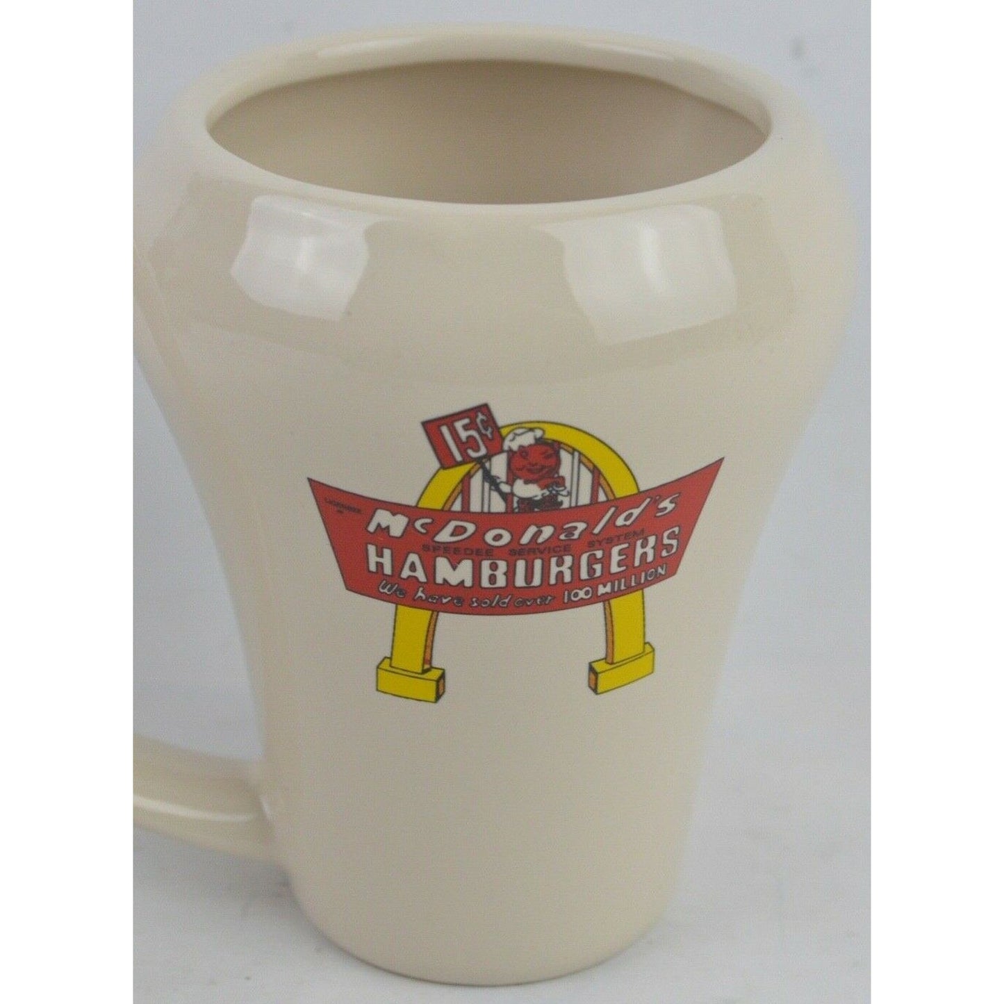 McDonalds Ceramic Coffee Mug Speedee Service System 15c Hamburgers 2009 Beige