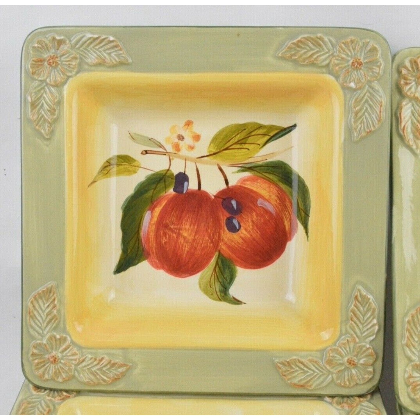 Set Of 4x Certified International Pamela Gladding La Toscana Fruit Square Plates