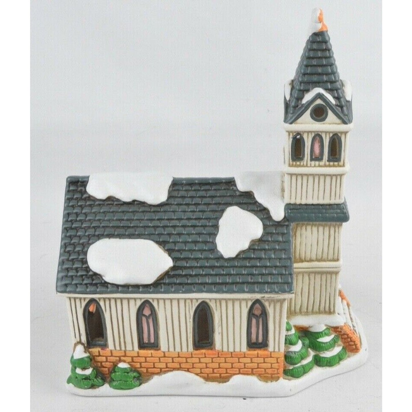 Colonial Village Lighted Church Lefton China 1989 Hand Painted Byron Wood #07333