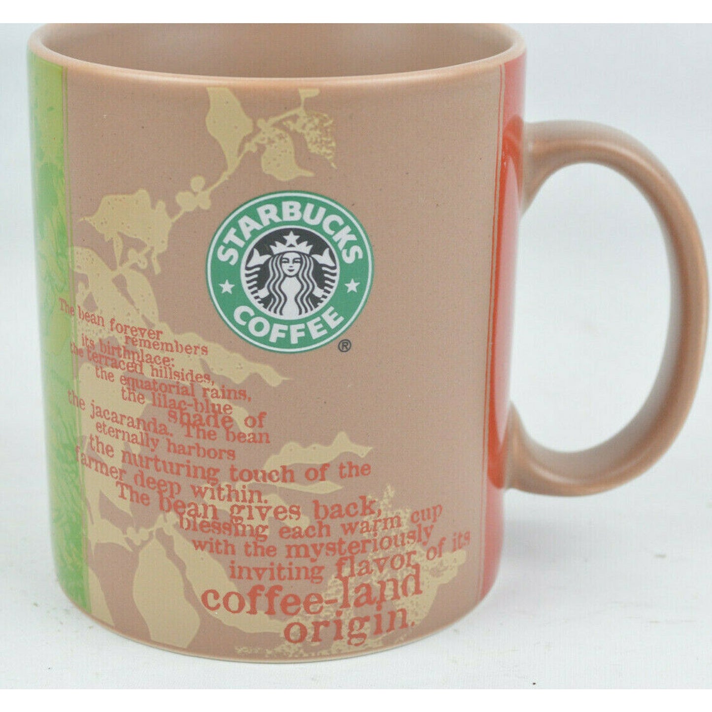 2006 Starbucks Coffee Land Origin Poem Africa Ceramic Coffee Mug 14oz Bean Story