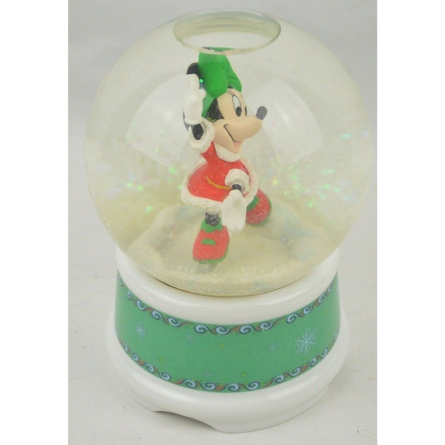 Enesco Snow Globe Music Box Disney Minnie Mouse Christmas Plays ''Let It Snow''