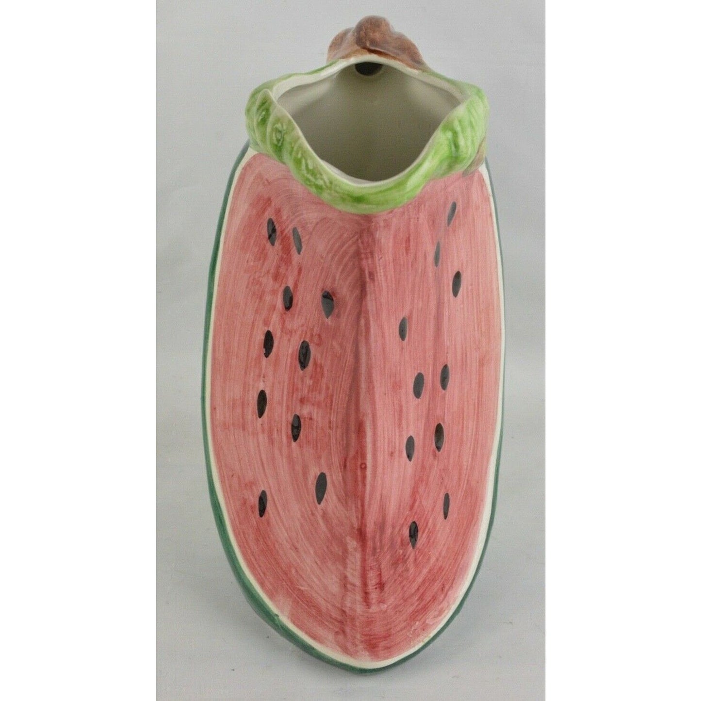 Ceramic Pitcher Jar Watermelon Slice Shape Made In Italy Hand Painted Majolica