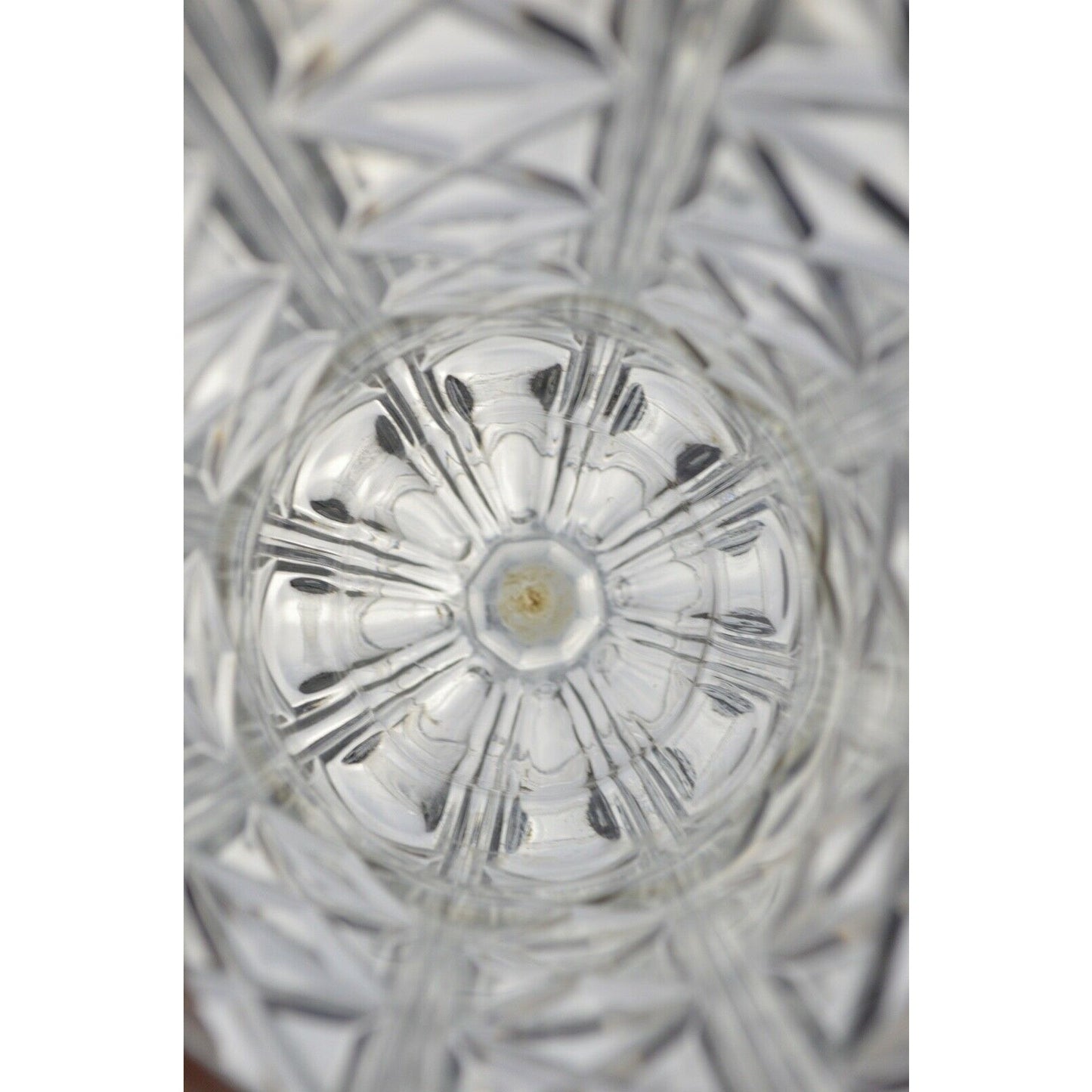 Italian Glass Clear Antique Flower Vase Diamond Pattern Italy