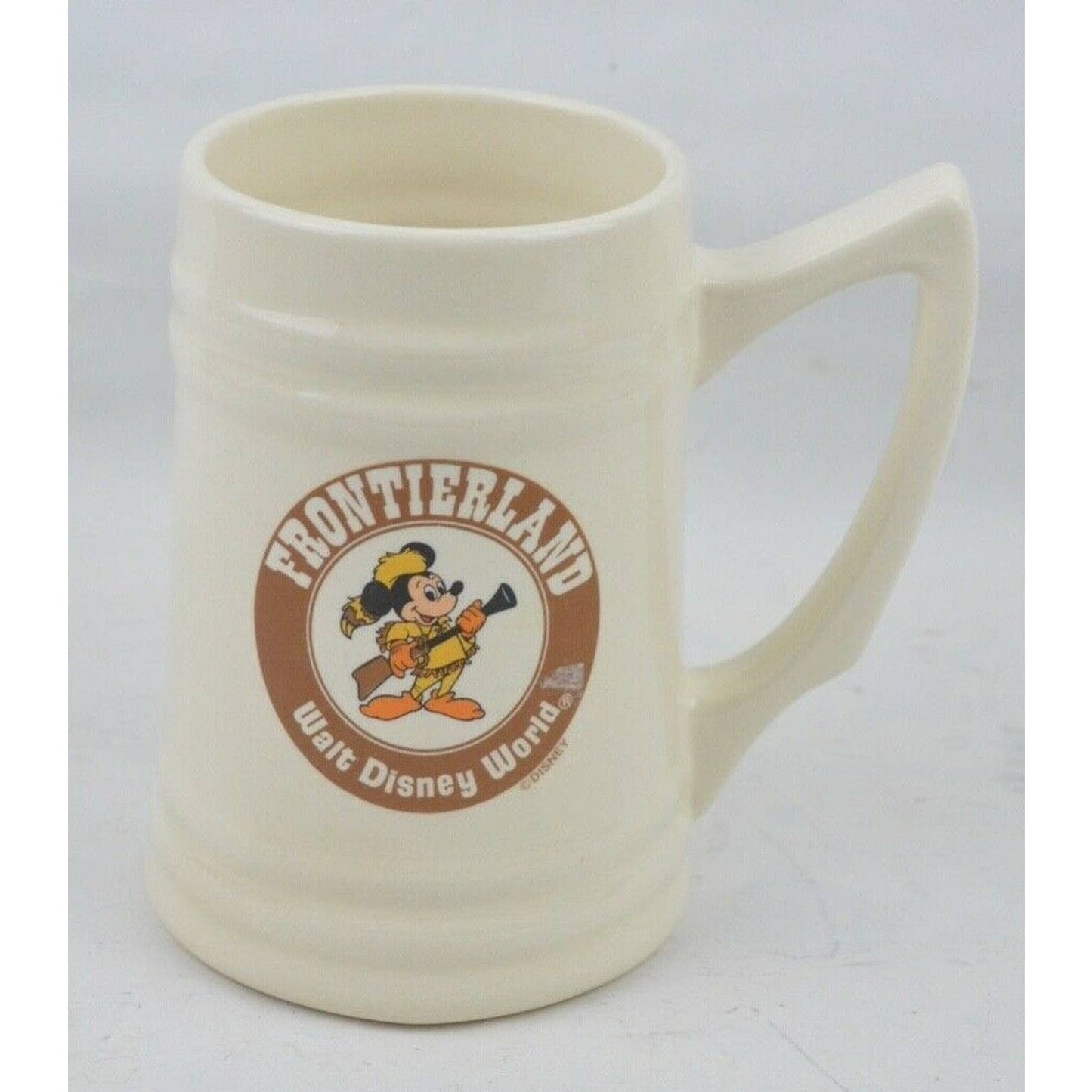 Mickey Mouse Davey Crockett Frontierland Ceramic Coffee Mug Vintage Walt Disney