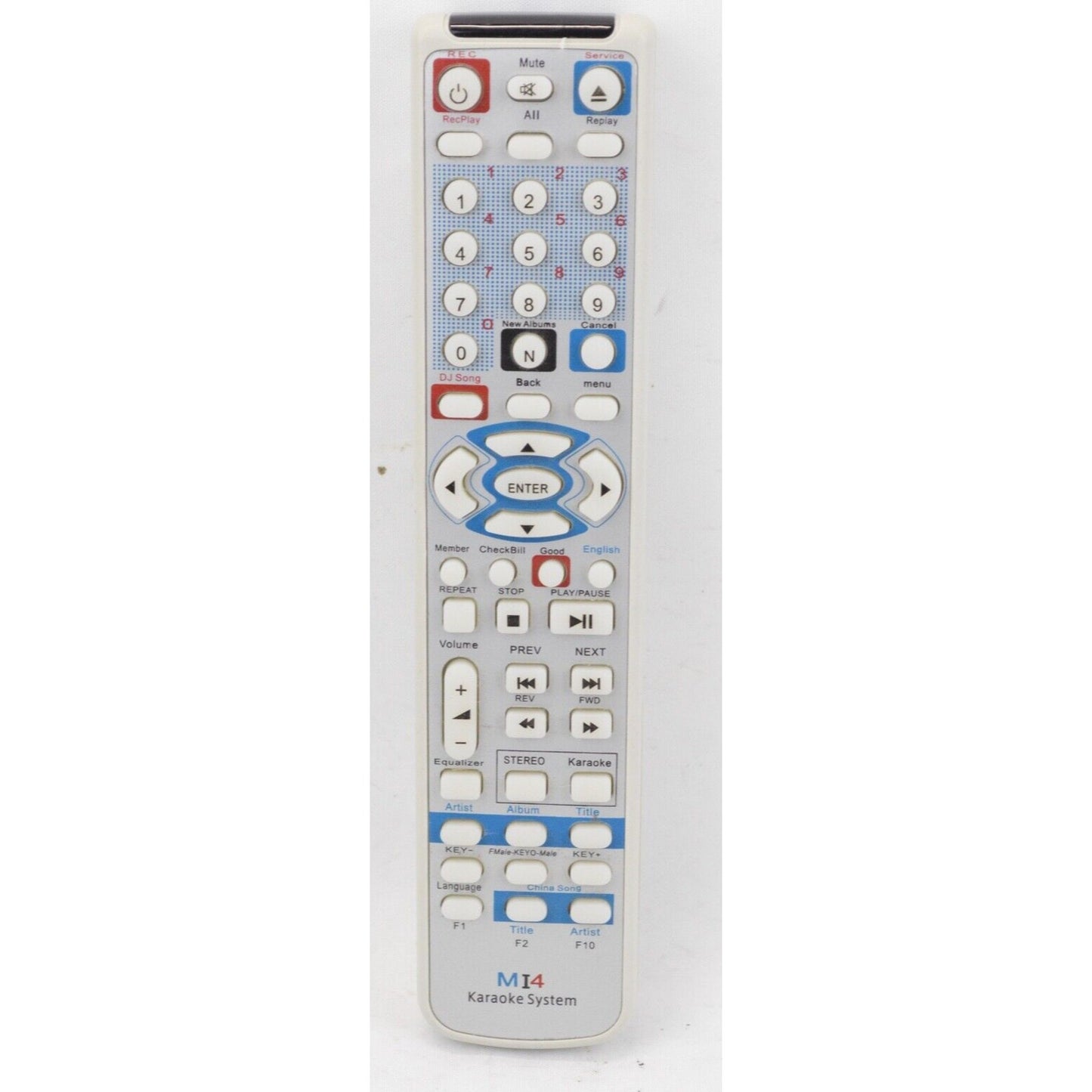 Replacement Remote Control MI4 For Karaoke System Computerized