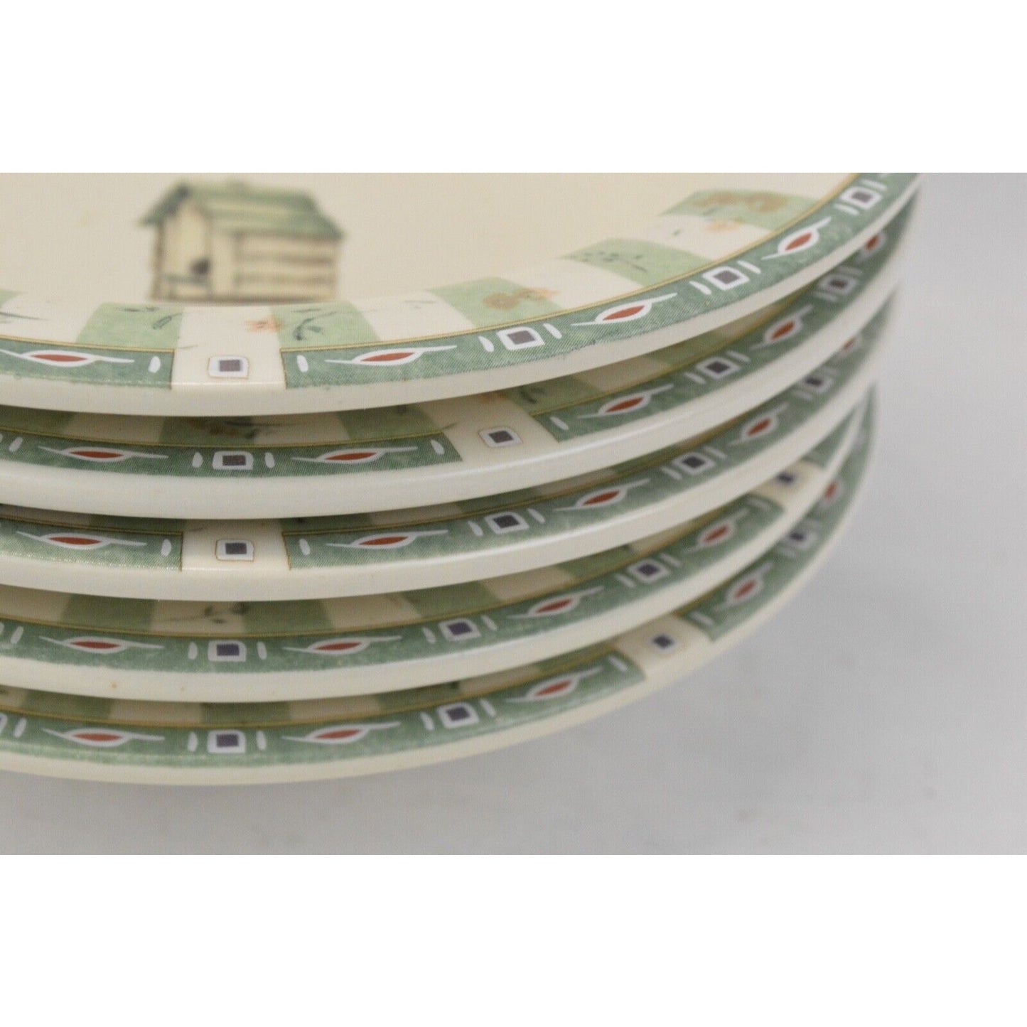 Set 9 Salad Plates Bowls Portfolio Pfaltzgraff Naturewood Birdhouse Watering Can