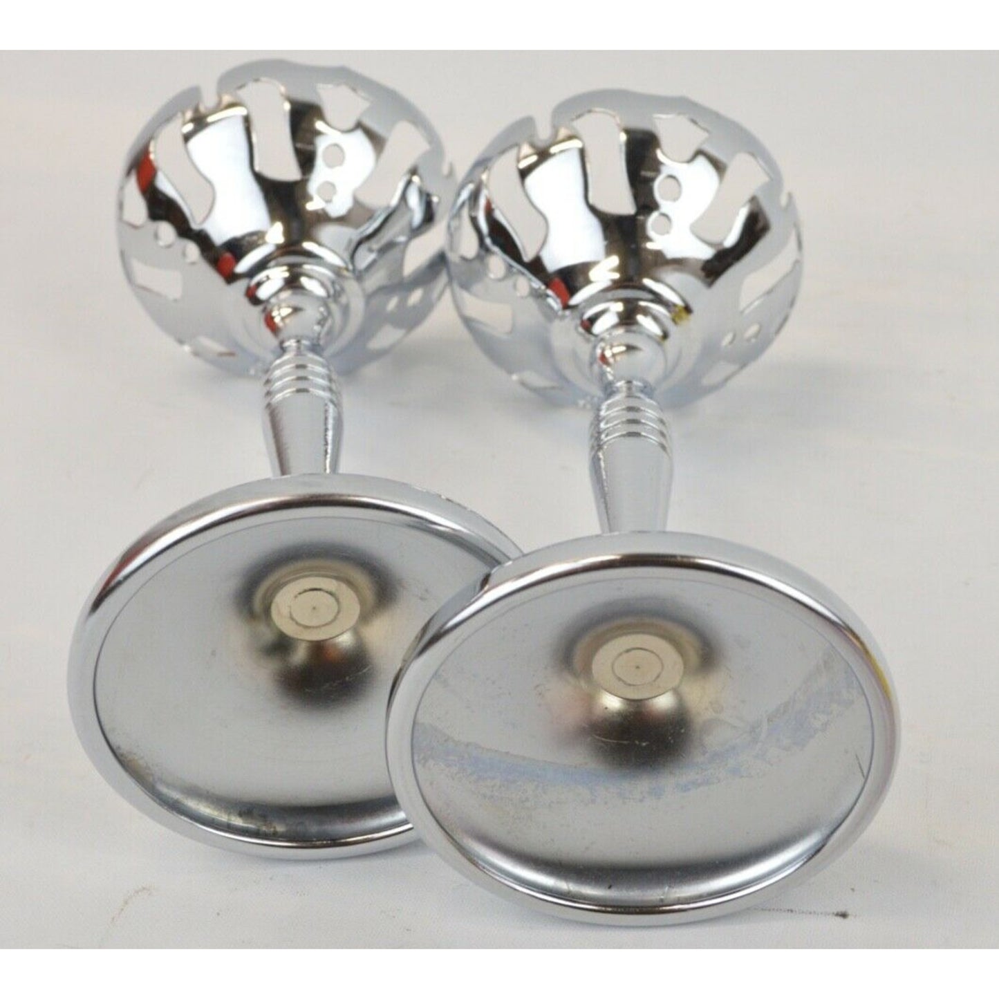 Set 2x Vintage Cambridge Farberware Bros NYC Chrome Stemmed Cocktail Glass