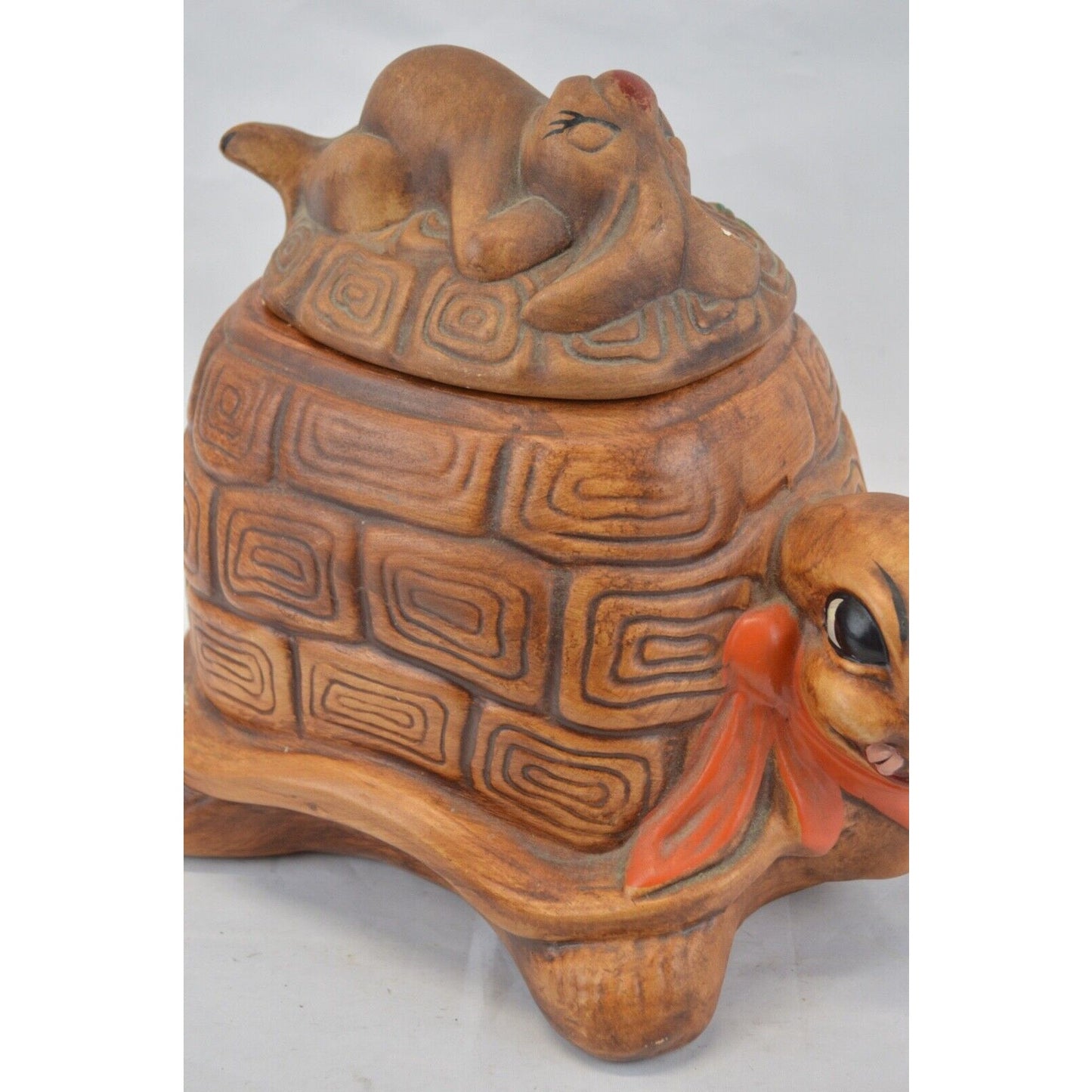 California Originals Tortoise Hare Ceramic Cookie Jar Rabbit Turtle Bunny VTG