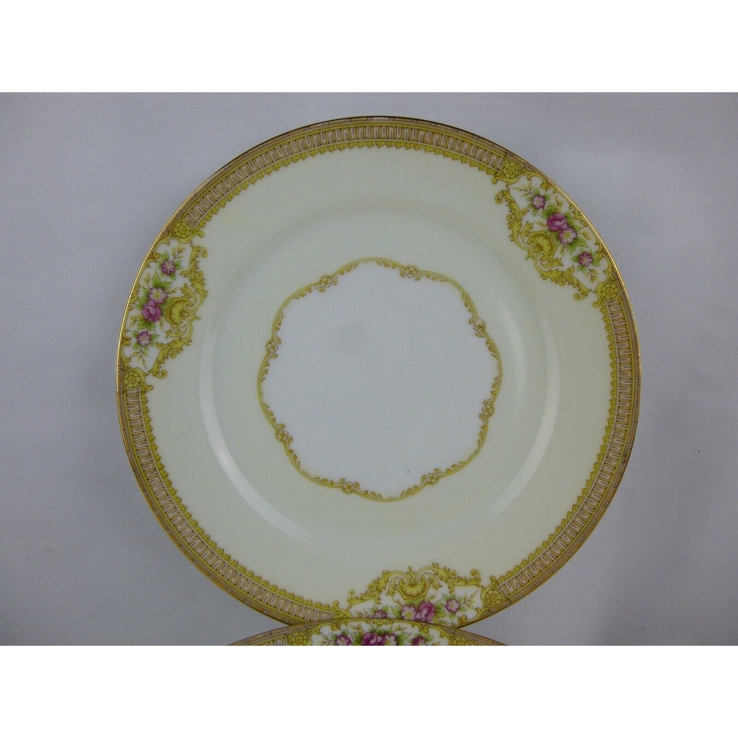 Set x12 Vintage Kongo China STS Ceramic Side Plate Hand Painted Gold Trim Floral