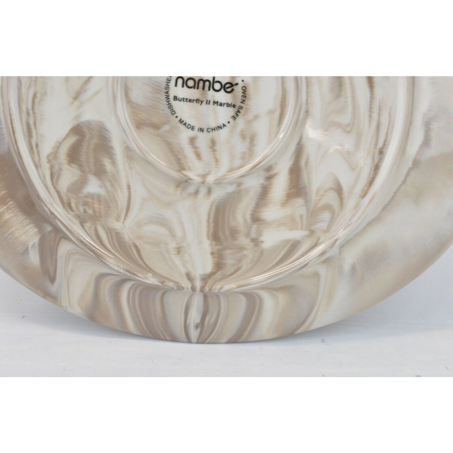 Nambe Marble Butterfly II Oval Serving Dinner Salad Plate Tan Brown 11''