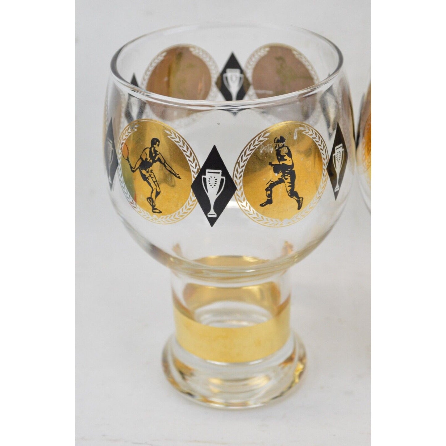 Set 3x Federal Cera Beer Glass Glasses Goblets Golf Tennis Football Baseball MCM