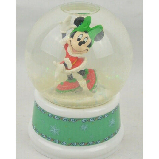 Enesco Snow Globe Music Box Disney Minnie Mouse Christmas Plays ''Let It Snow''