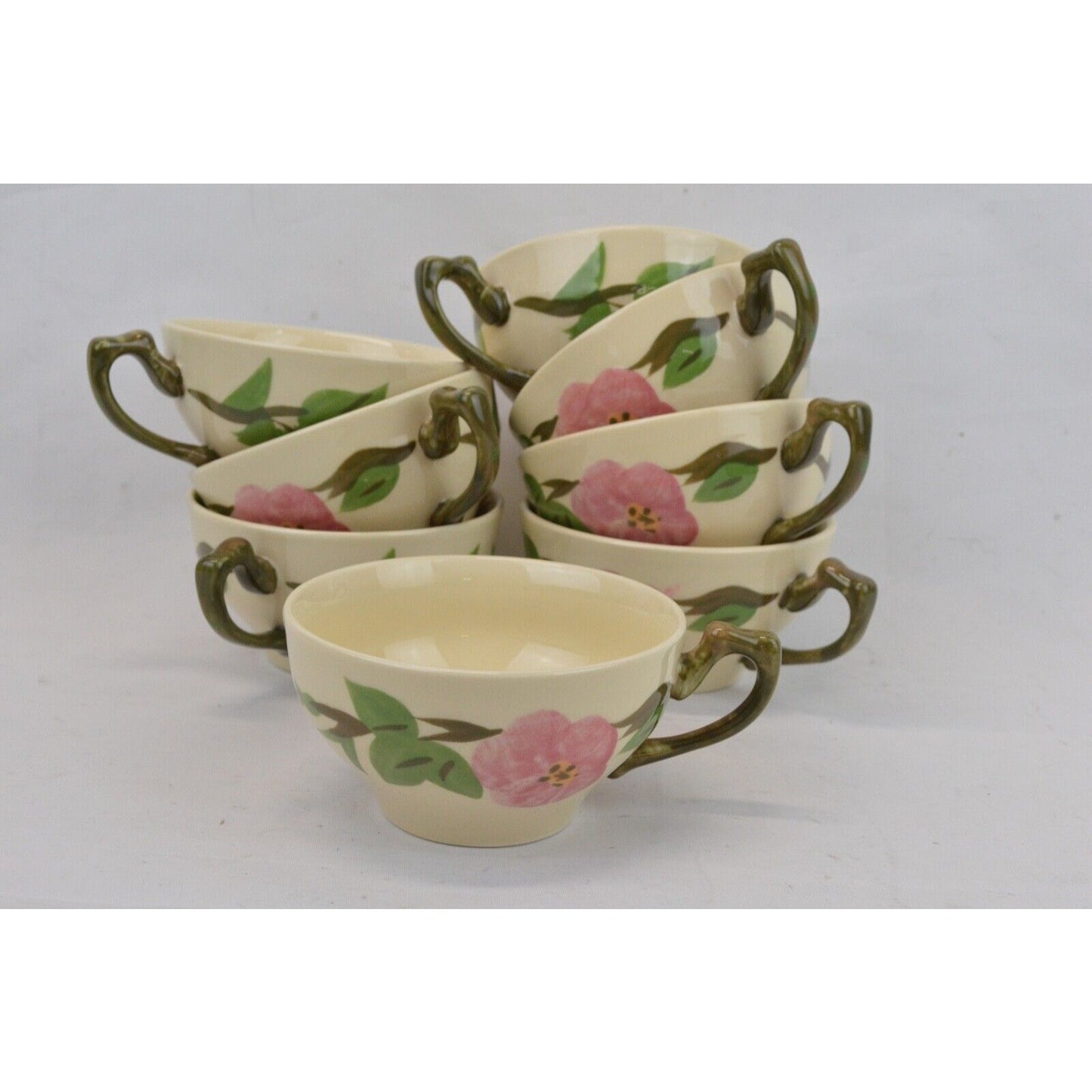 Set Of 8x Coffee Tea Cup Mug Franciscan Desert Rose Tapered Ceramic Floral