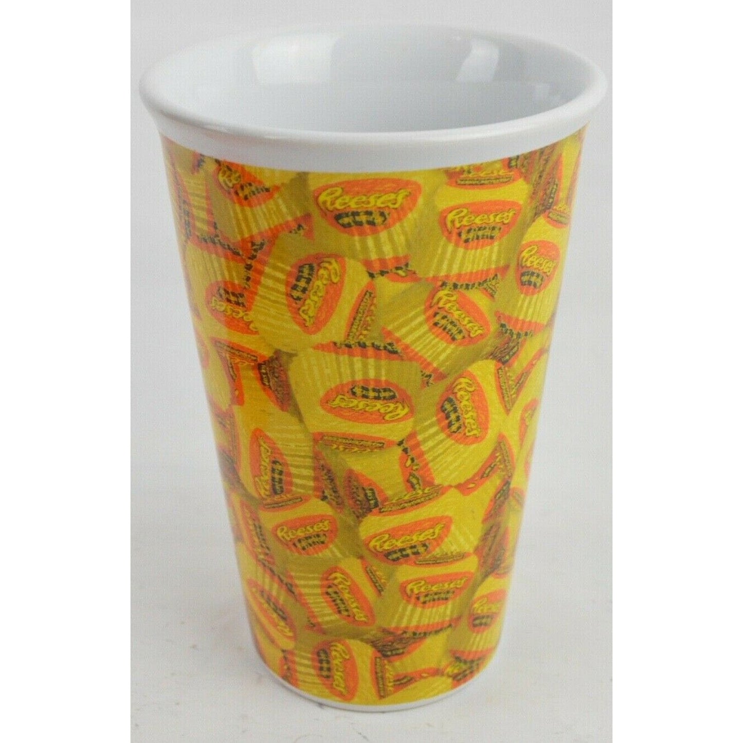 Reese's Peanut Butter Ceramic Coffee Mug Cup Tumbler 16oz Silicone Lid Grip