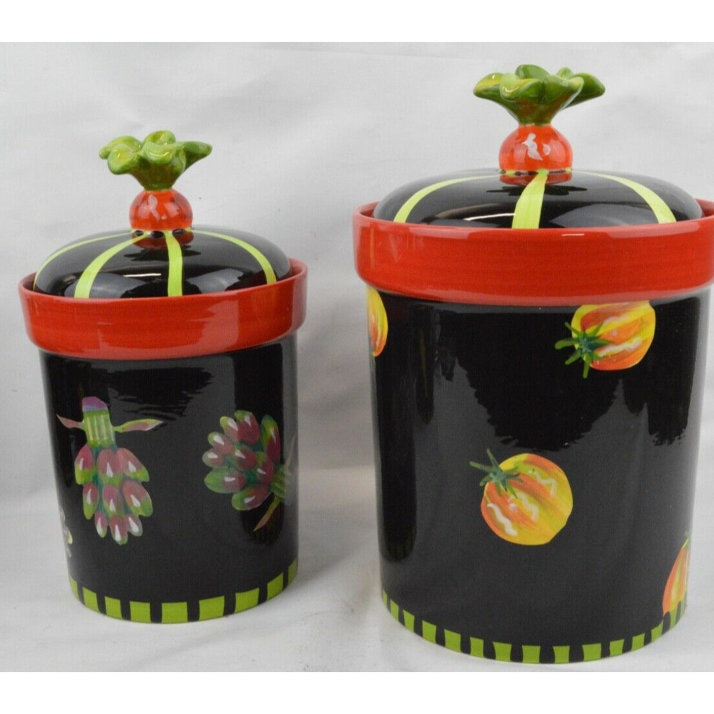 Set 4 Certified International Eileen Tramonte Vegetables Cookie Jar Canister Red